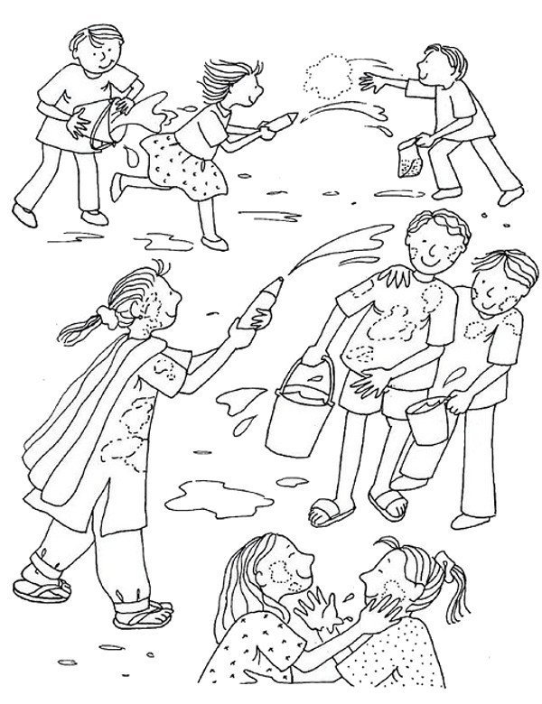 Online coloring book: Coloring book, children pour water